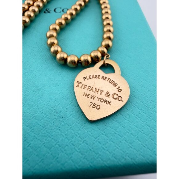 Return to Tiffany & Co. Mini Bead 18" Necklace 18k Rose Gold 21g Retired - Picture 10 of 10